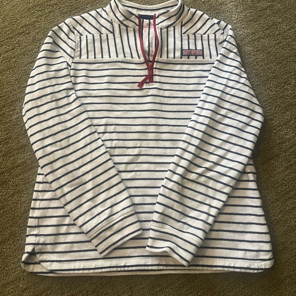 Girls striped vineyard vines quarter zip xl